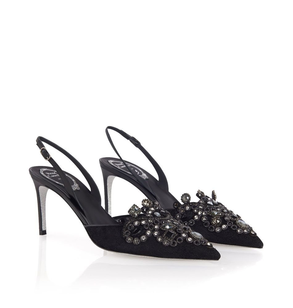 René Caovilla High-heeled Shoes With Diamond Tips In Blue