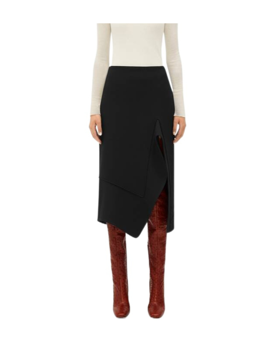 Bottega Veneta Structured Midi Skirt In Black
