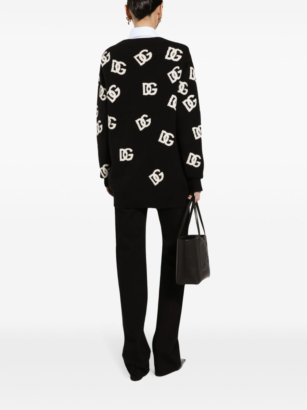 Dolce & Gabbana Dg Monogram Cardigan In Black