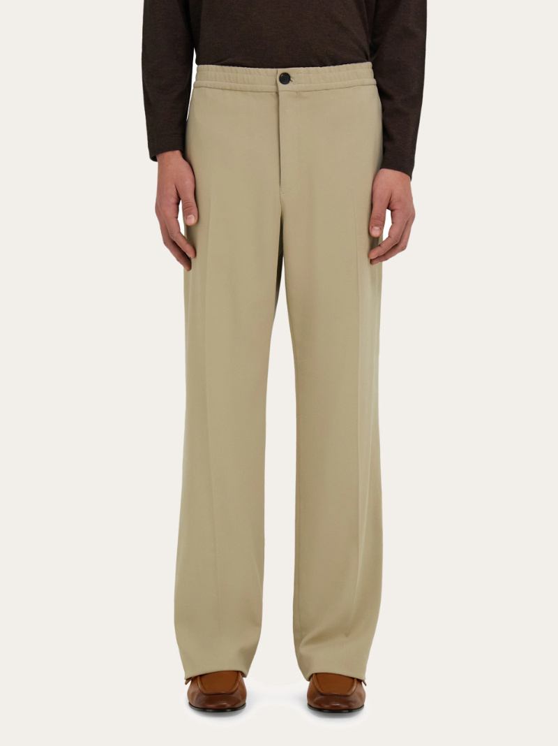 Ferragamo Tailored Leg Crepe Trousers In Neutral