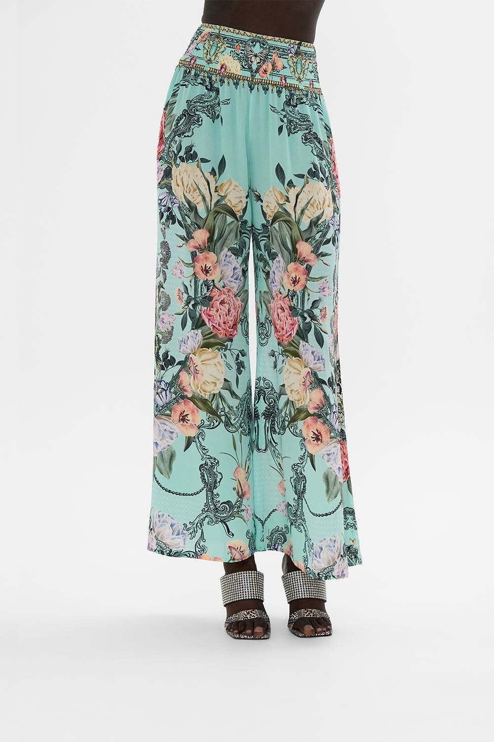Shop Camilla Pleated Wide-leg Pants In Green