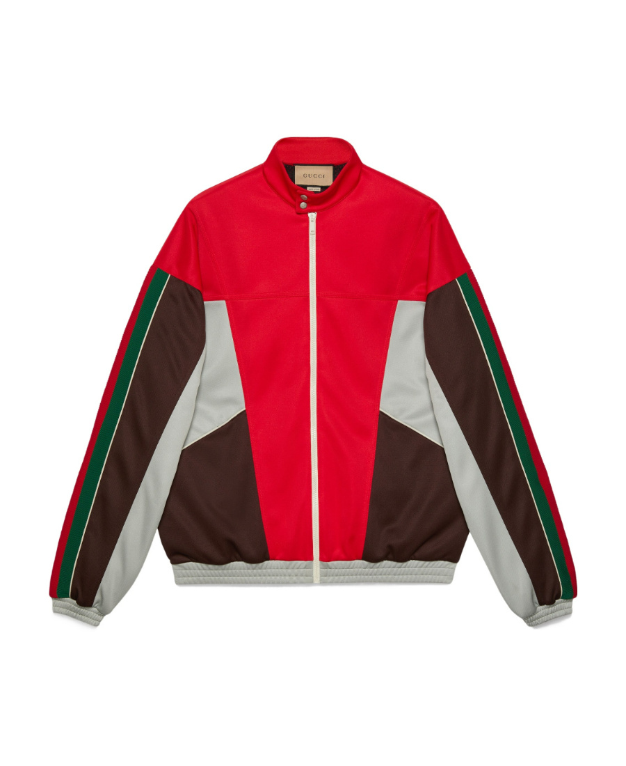 Gucci Panelled Jersey-knit Jacket In Red