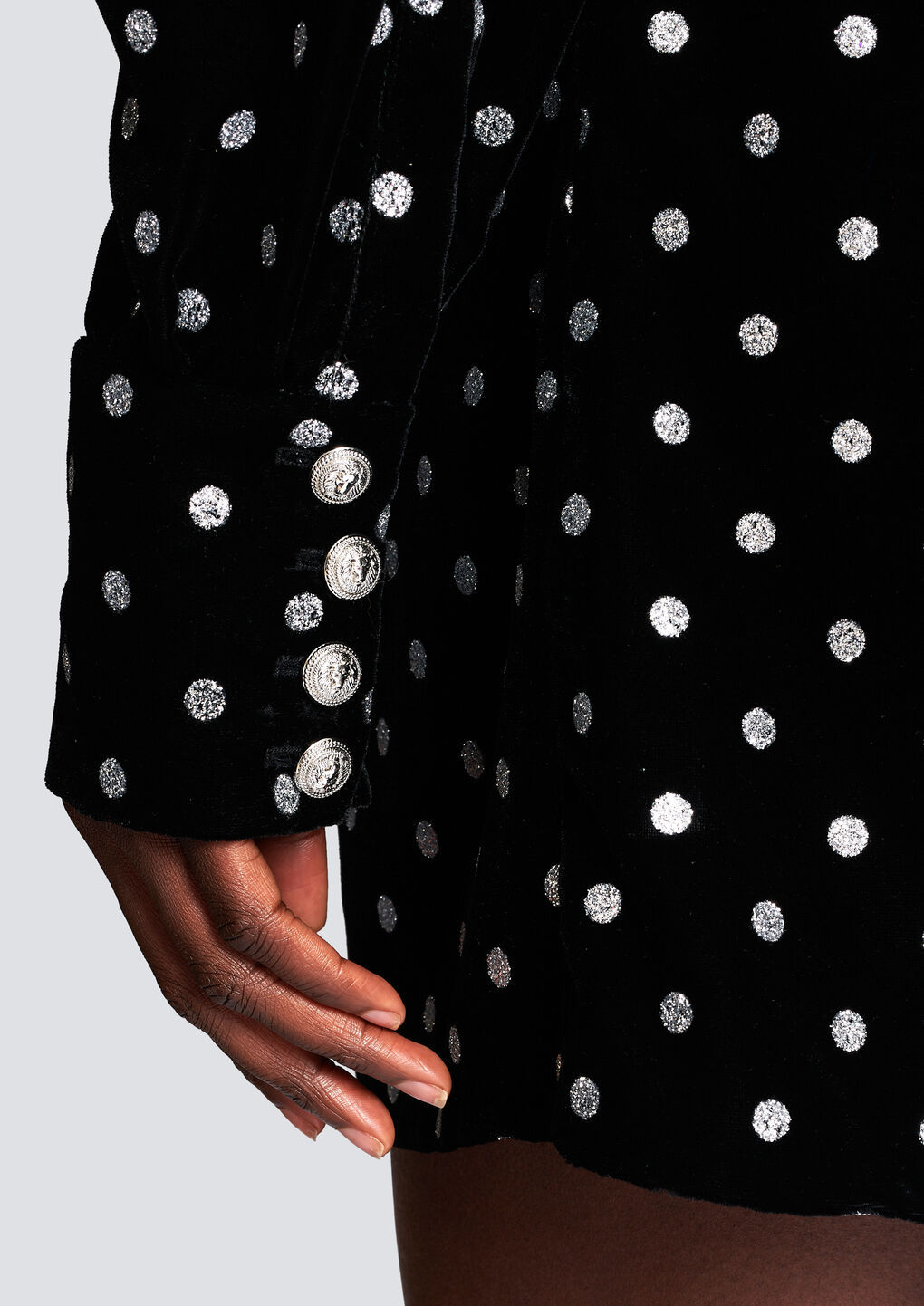 Shop Balmain Short Dress With A Large Bow And Glitter Polka Dots In Black