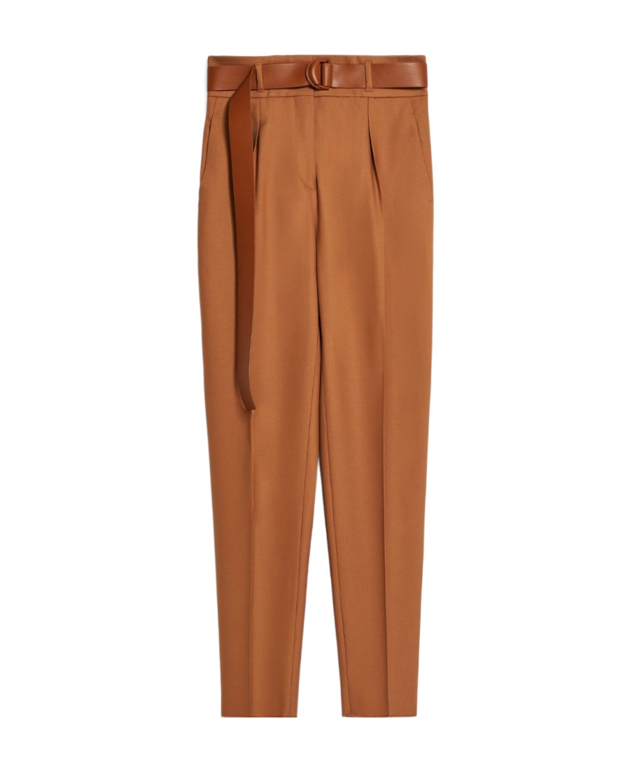 Max Mara High-waisted Straight Casual Pants In Brown