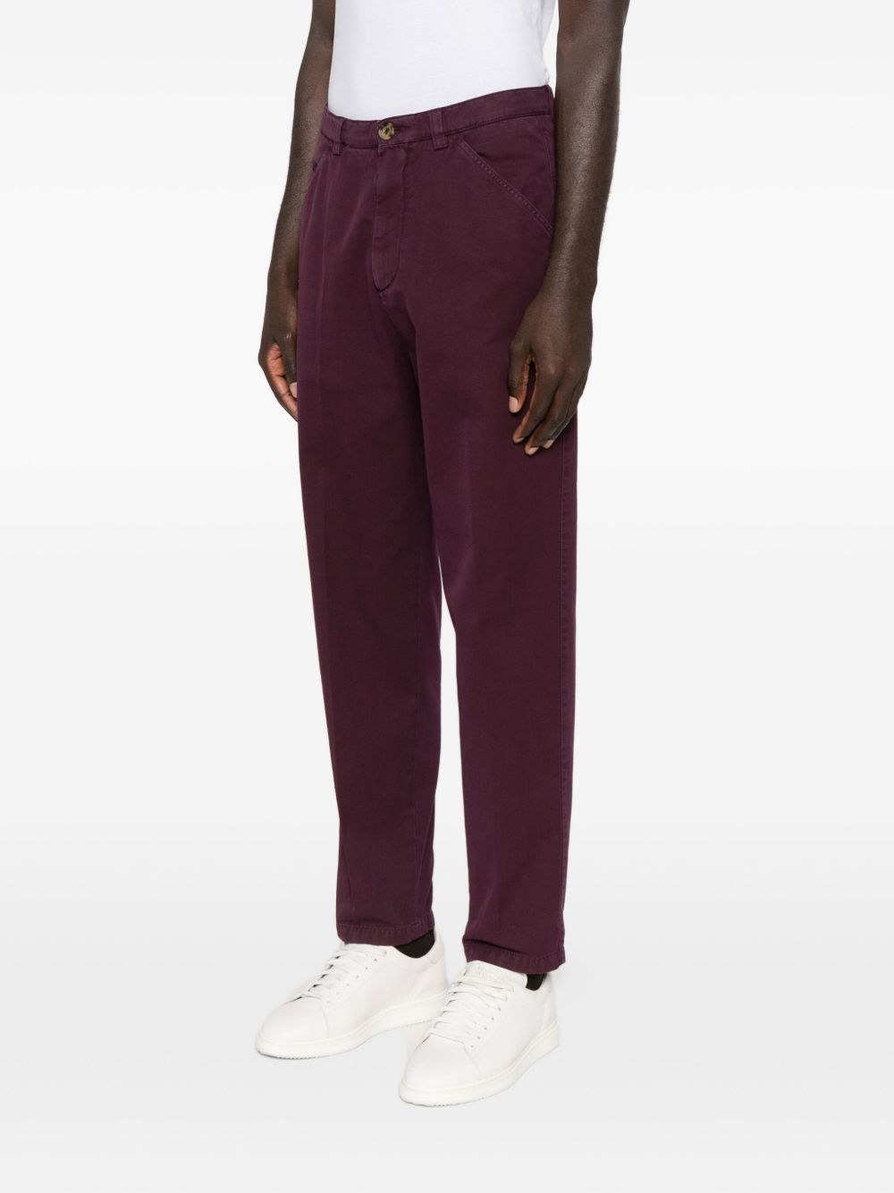 Brunello Cucinelli Cotton Trousers With Side And Back Pockets In Purple