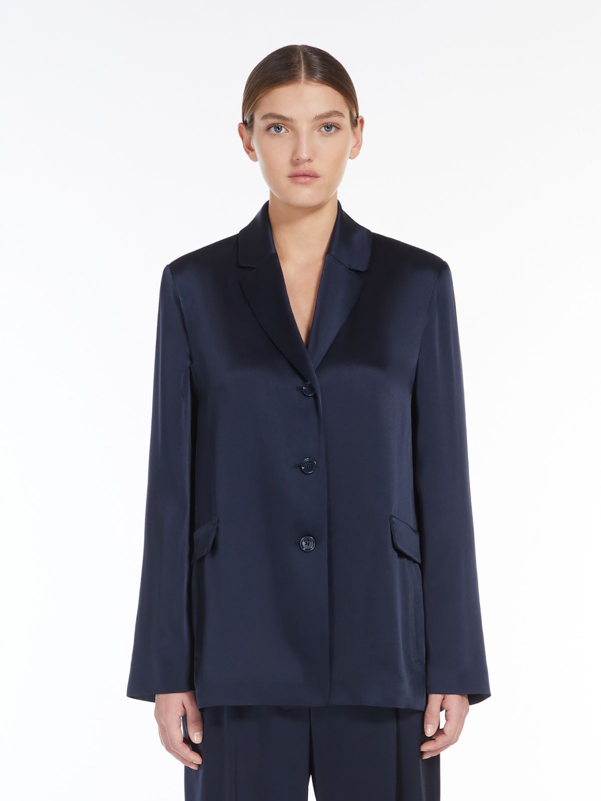 Max Mara Long-sleeved Suit Coat In Black