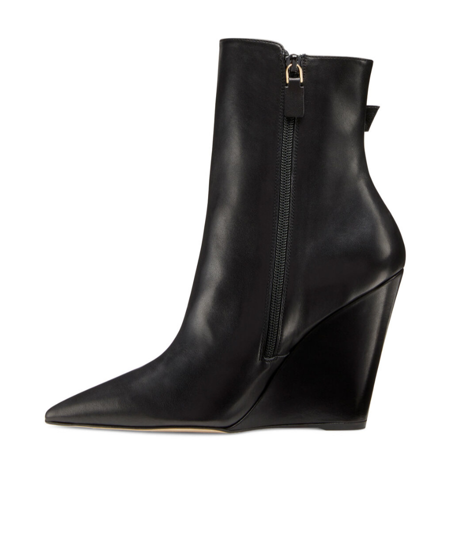 Stuart Weitzman Pointed-toe 100mm Wedge Boots In Black