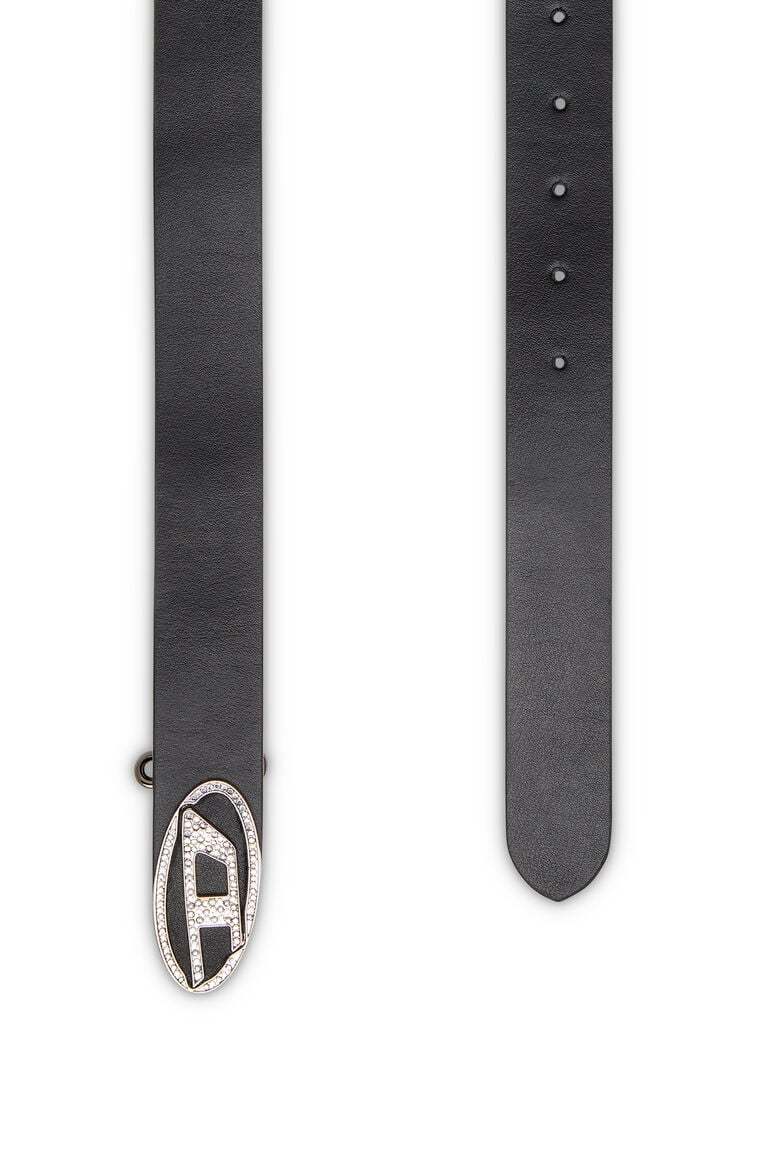 Diesel B-1dr Leather Belt In Black