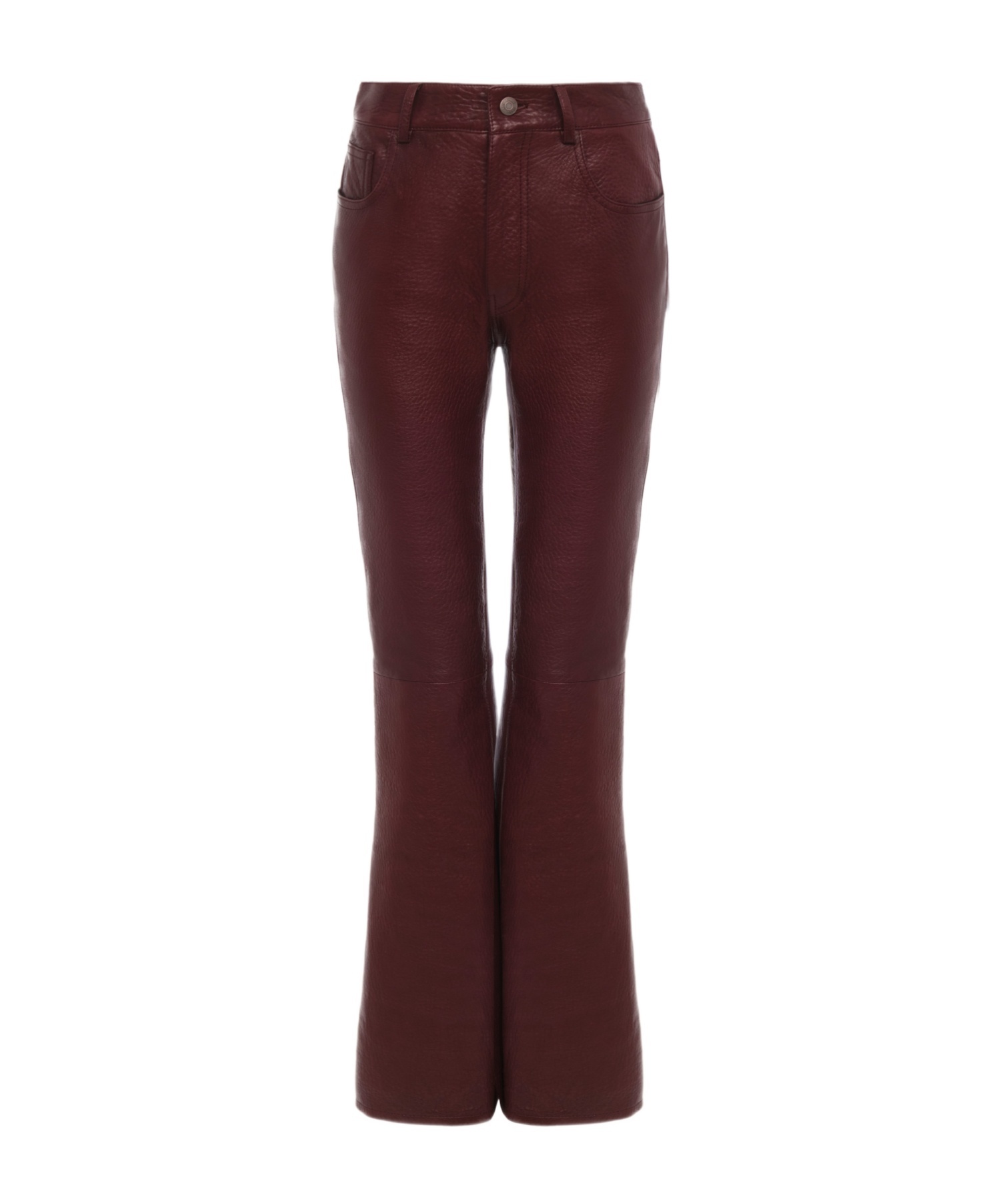 Chloé Flared Trousers In Leather In Burgundy
