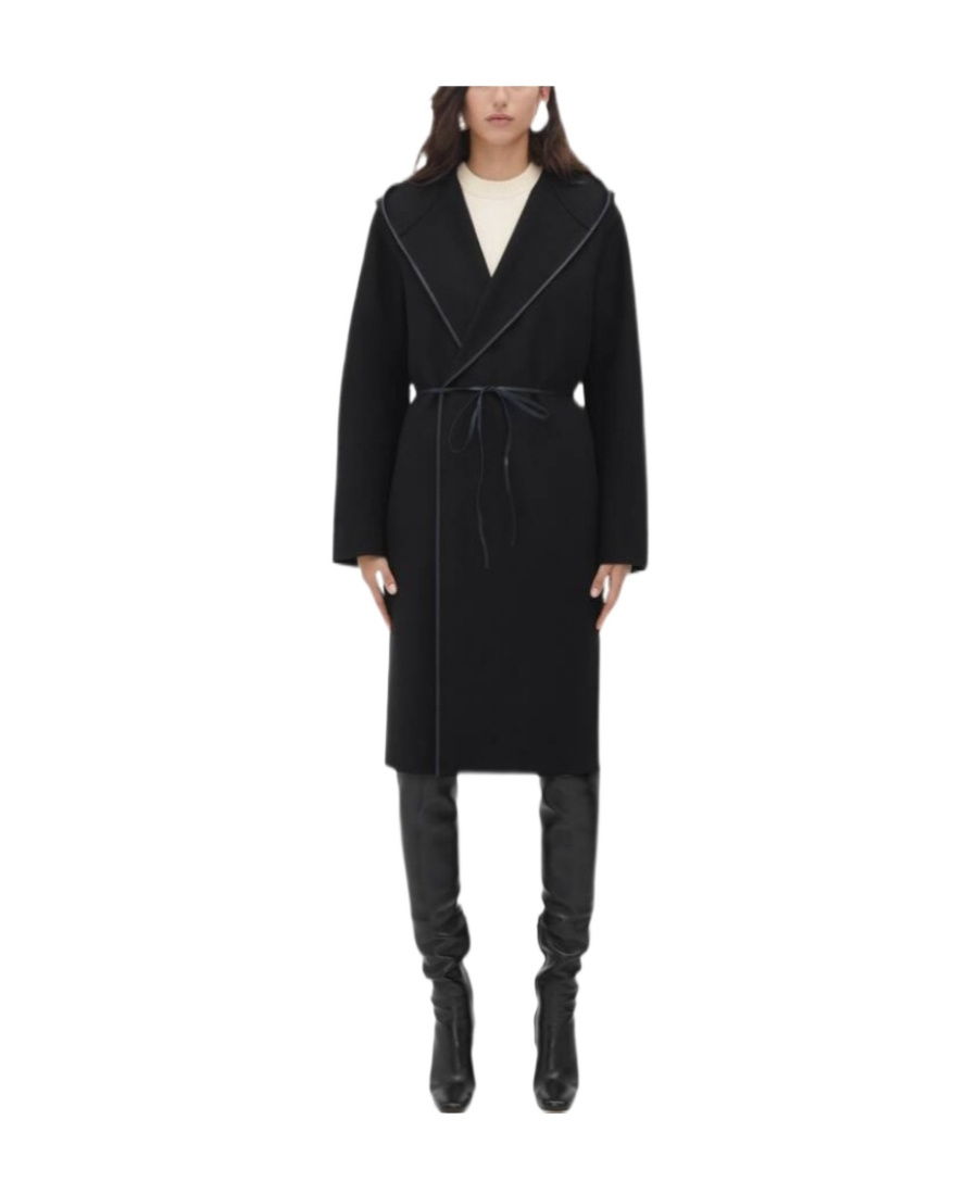 Bottega Veneta Wool And Cashmere Hooded Coat In Black