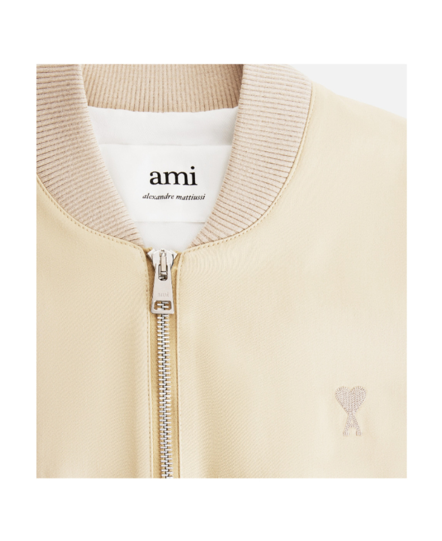 Ami Alexandre Mattiussi Ami Paris De Coeur Logo Bomber Jacket In Nude