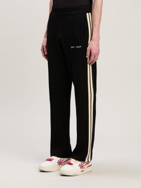 Palm Angels Men's Crochet Side-stripe Track Pants In Black