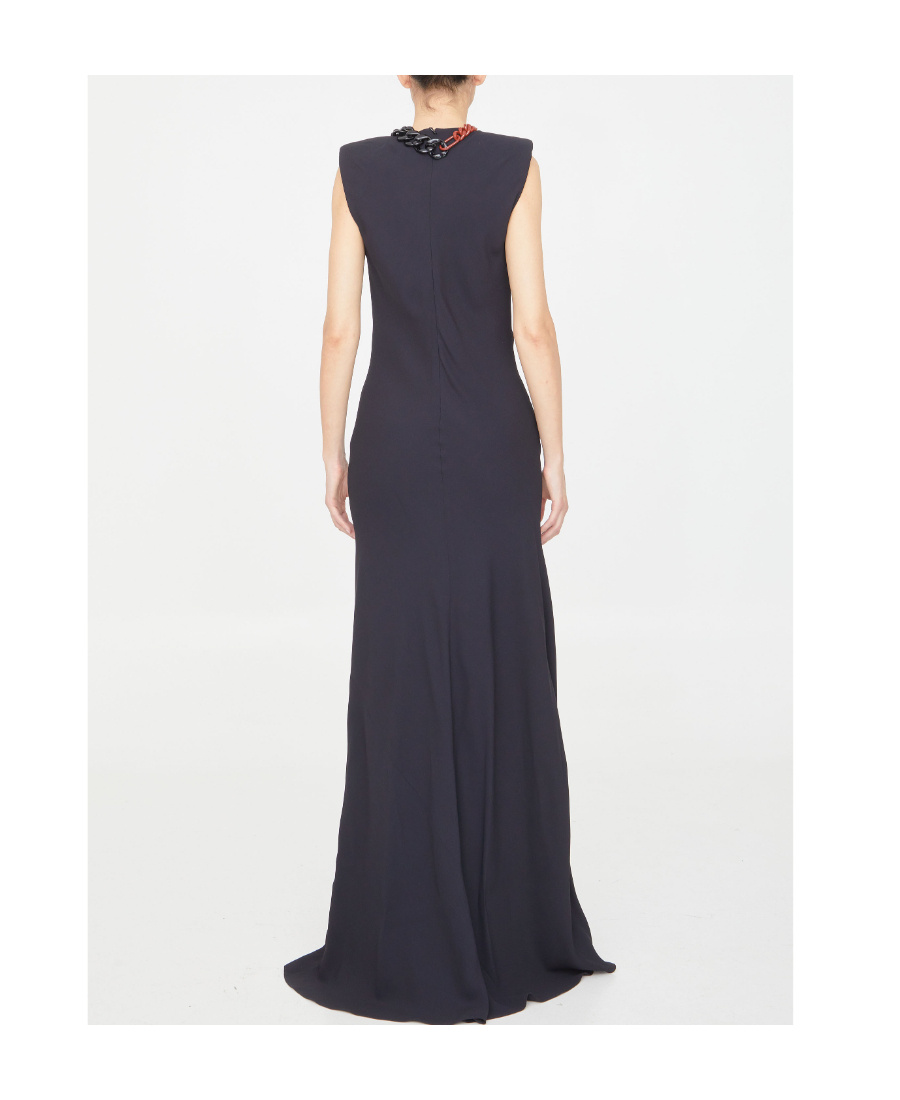Stella Mccartney Falabella Chain-embellished Sleeveless Gown In Black