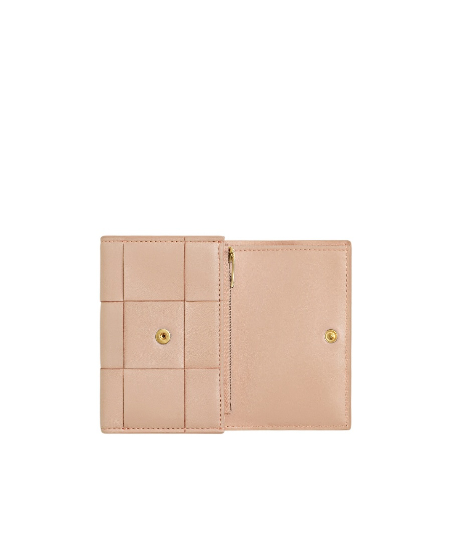Bottega Veneta Small Cassette Leather Wallet In Pink