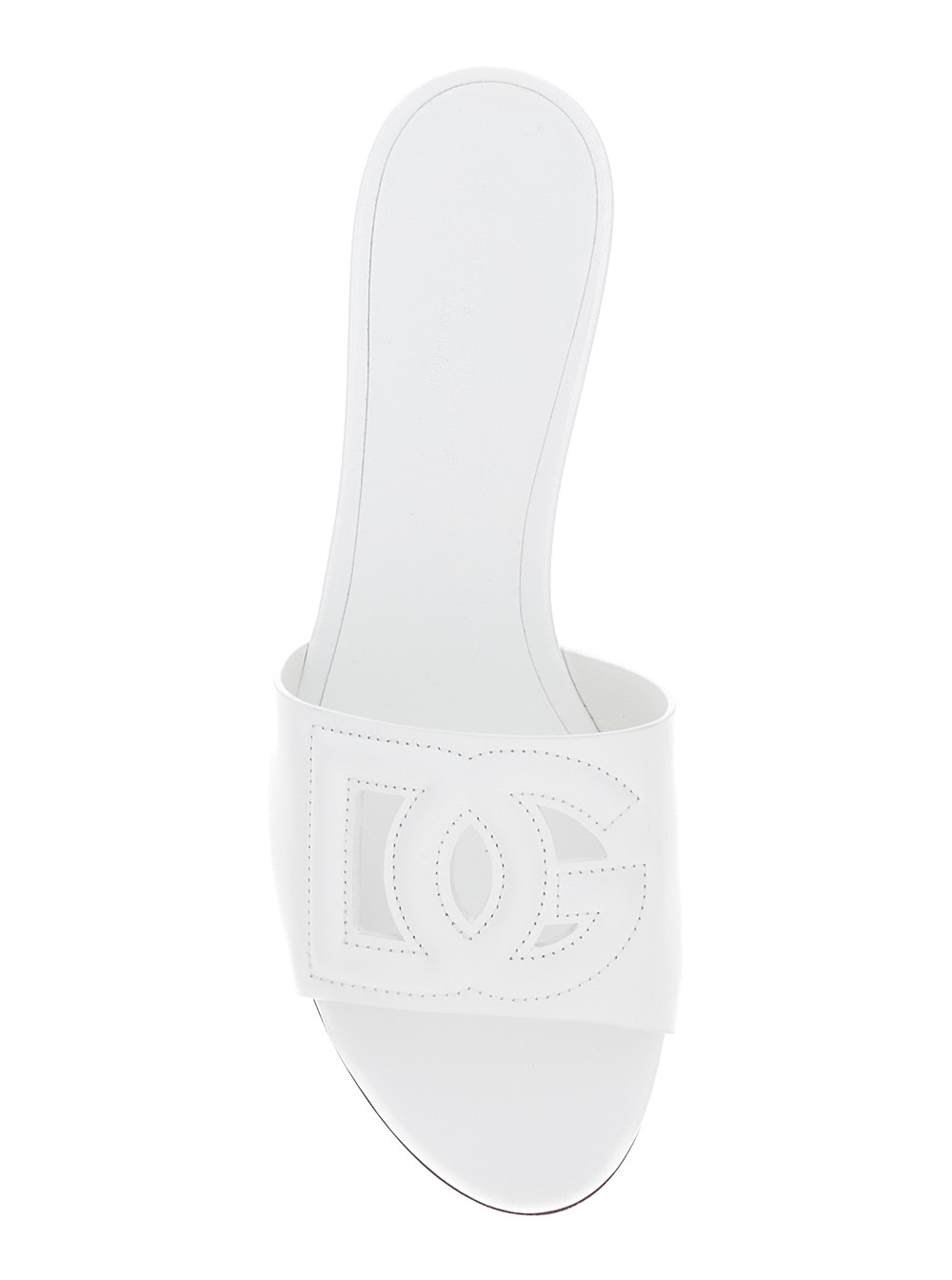 Dolce & Gabbana White Mules With Low Heel And Dg Millennials Detail In Smooth Leather Woman In White