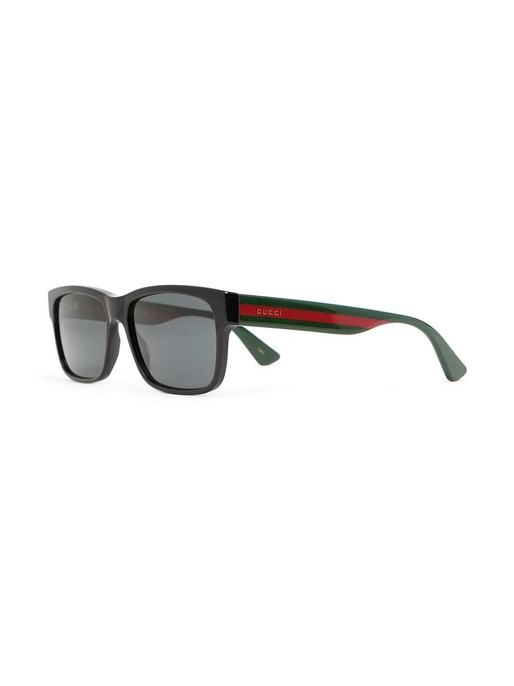 Gucci Sylvie Rectangle-frame Web-detail Sunglasses In Black