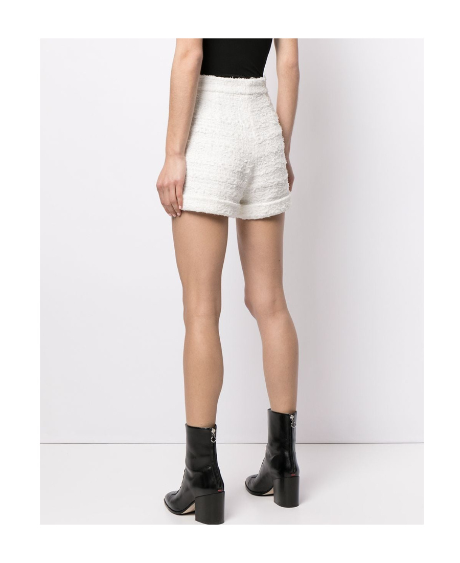 Edward Achour Paris High-waisted Tweed Shorts In White