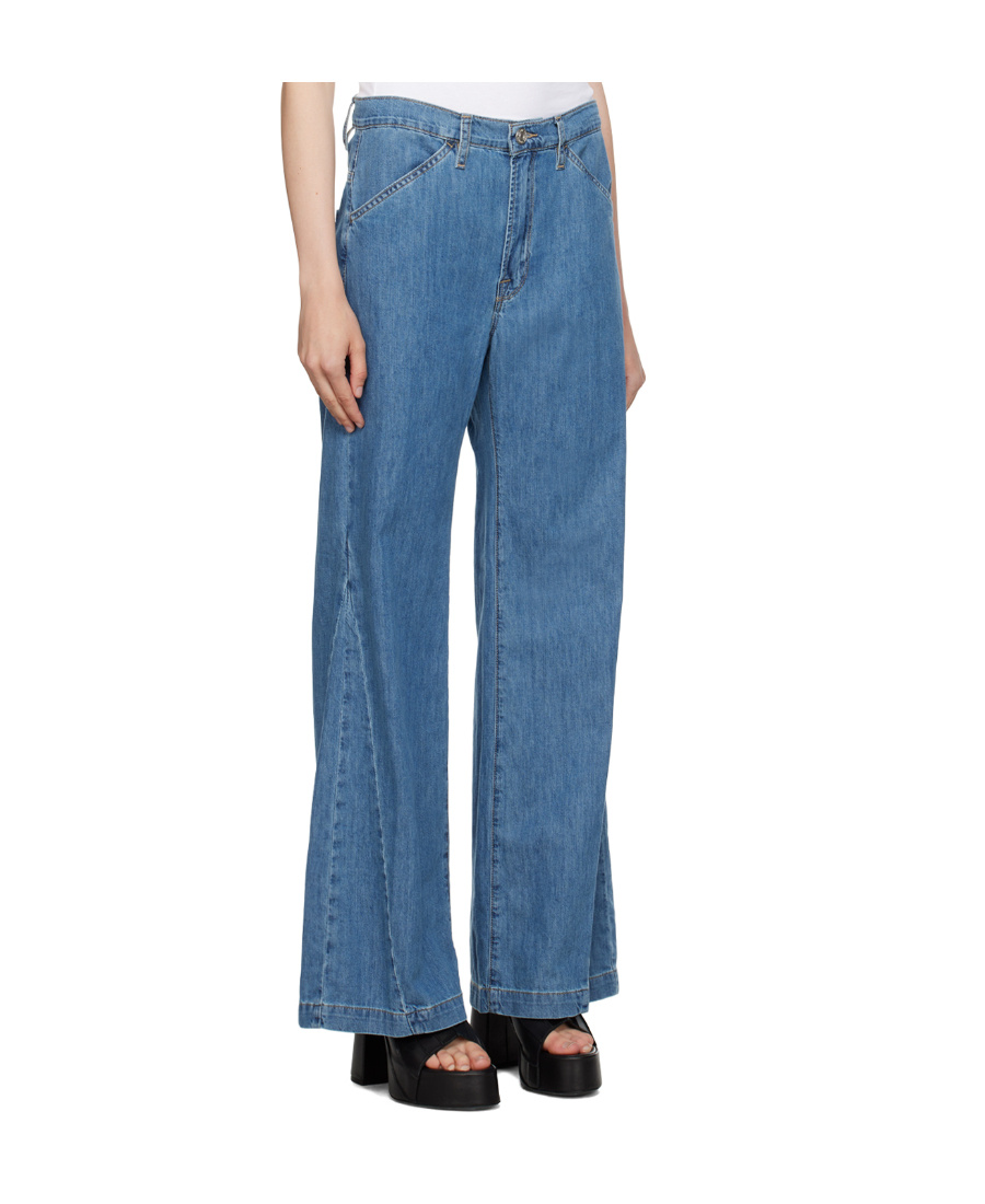 FRAME LE BAGGY PALAZZO WIDE LEG DENIM TROUSERS