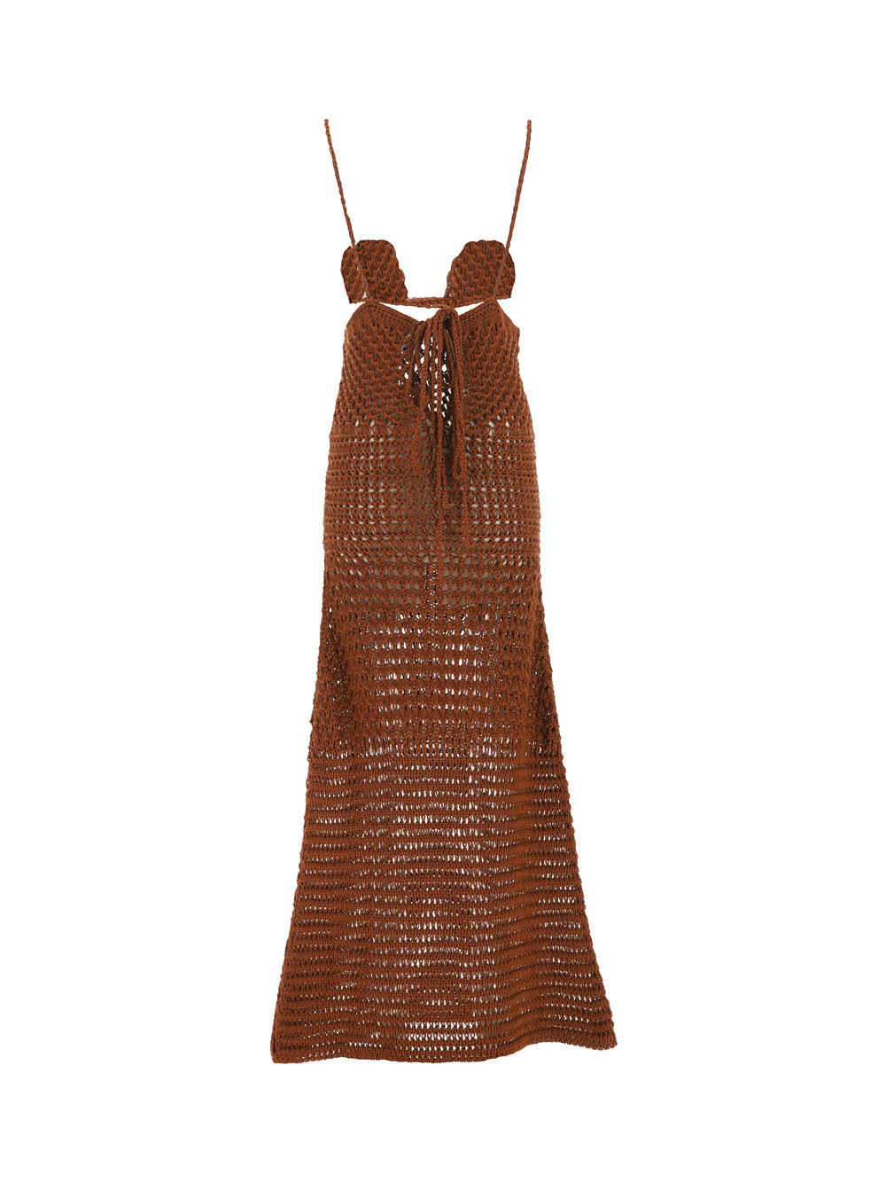 Alanui Mother Nature Crocheted Cotton Maxi Dress In Brown