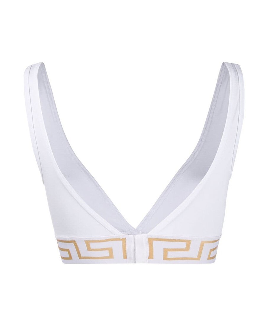 Versace Cotton Topeka Underwire Free Bra With Golden-effect Monogram In White