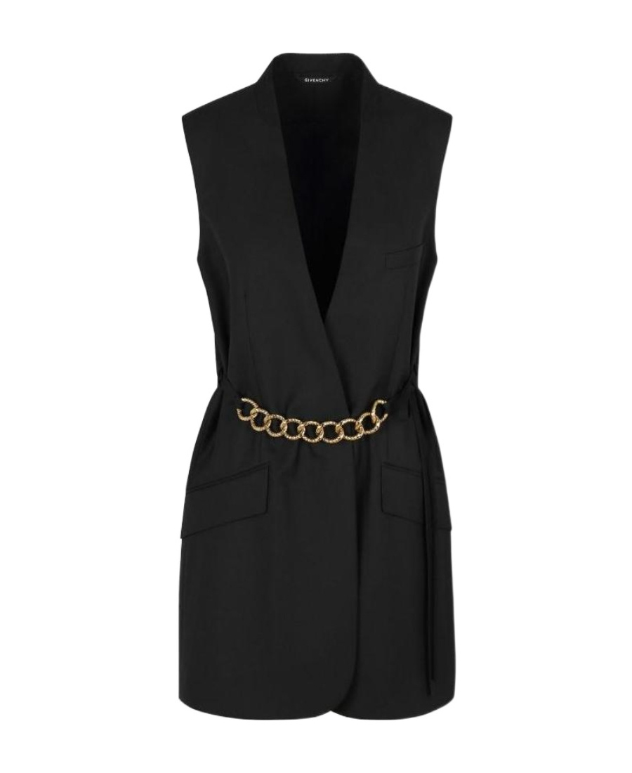 Givenchy Chain-link Belt Vest Jacket In Black