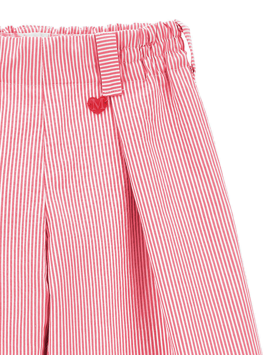 Monnalisa Oversized Striped Fabric Trousers In Pink