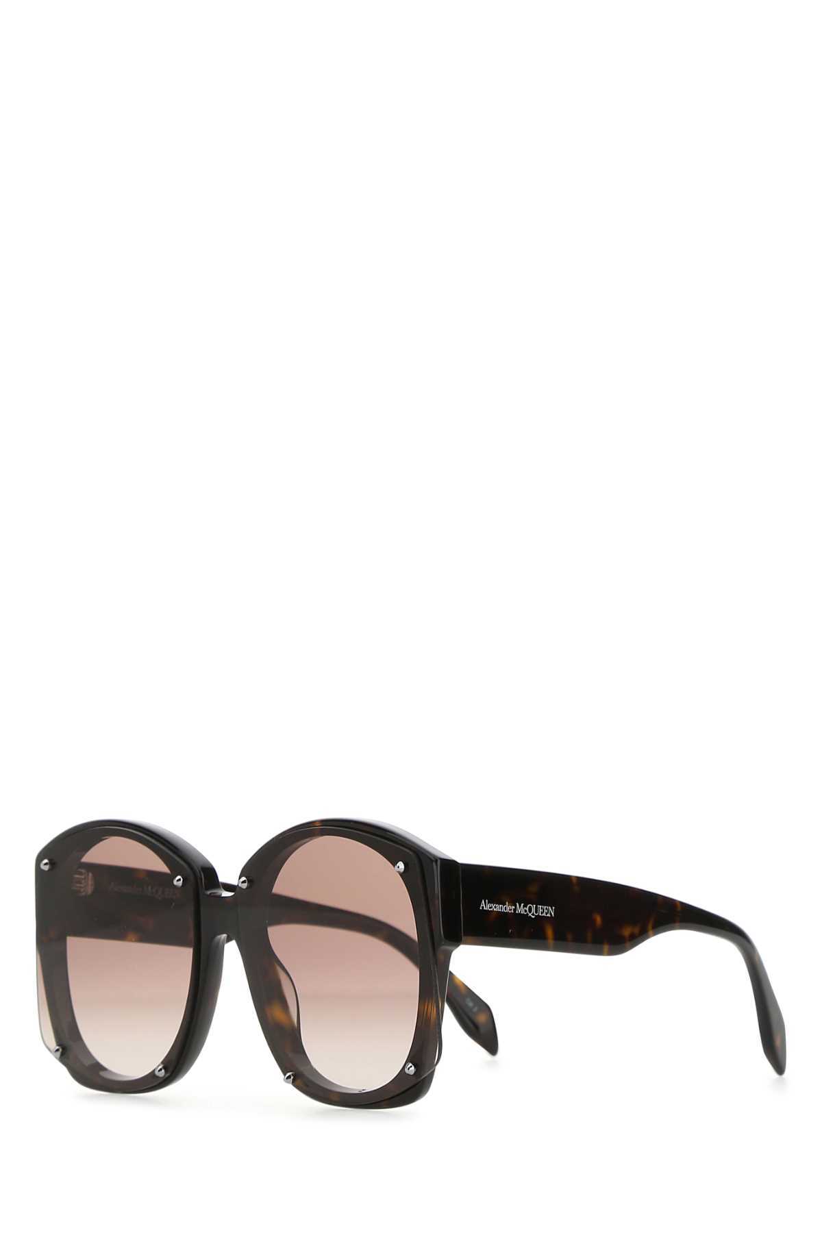 Alexander Mcqueen Tortoiseshell-effect Oversized-frame Sunglasses In Brown