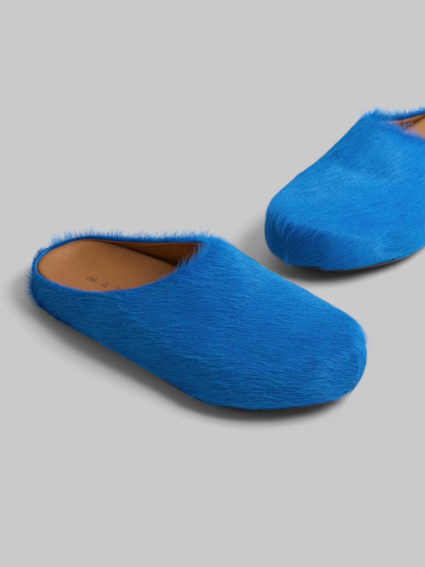 Marni Ponyskin And Leather Mules In Blue