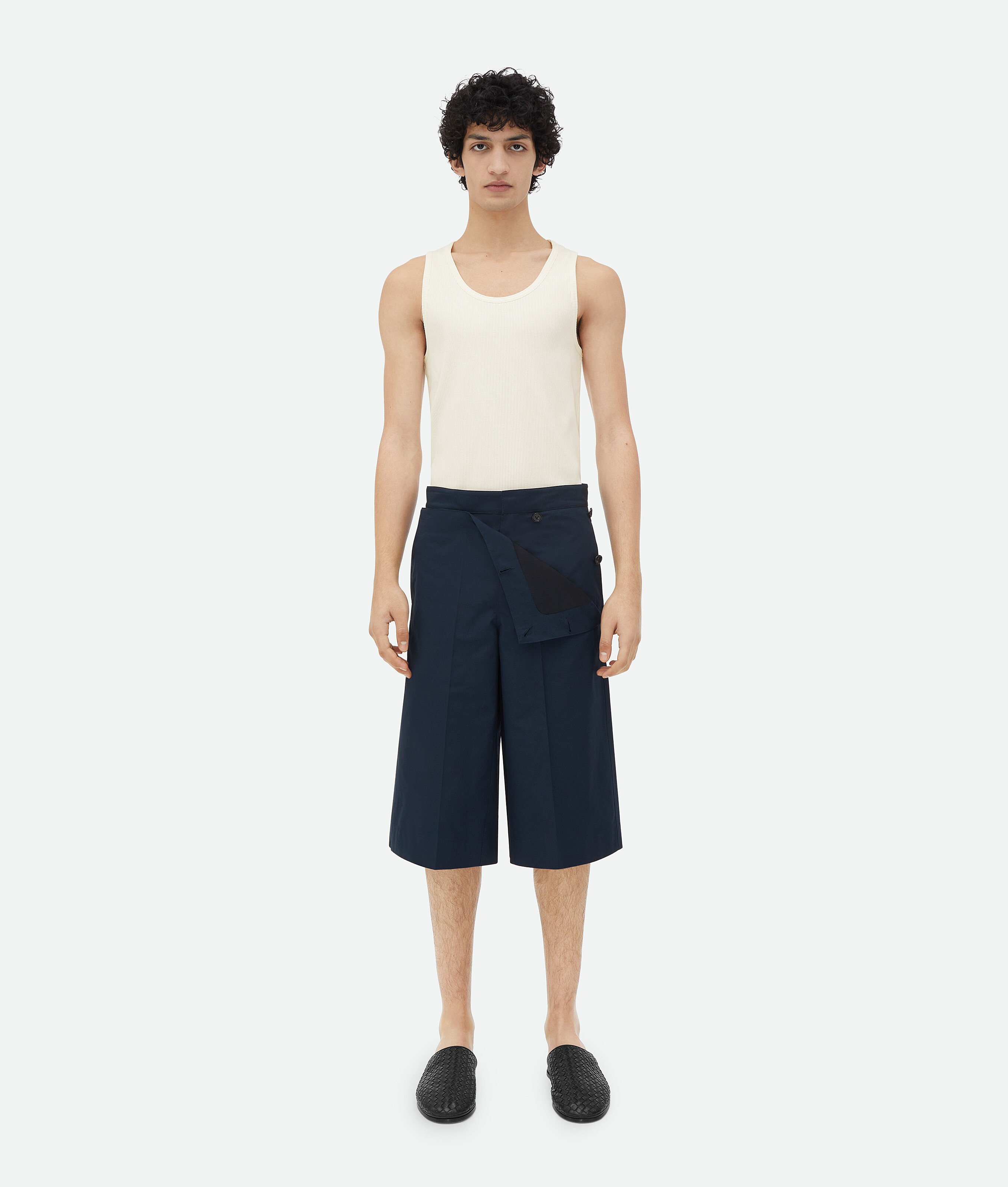 Bottega Veneta Layered Cotton Shorts In Blue