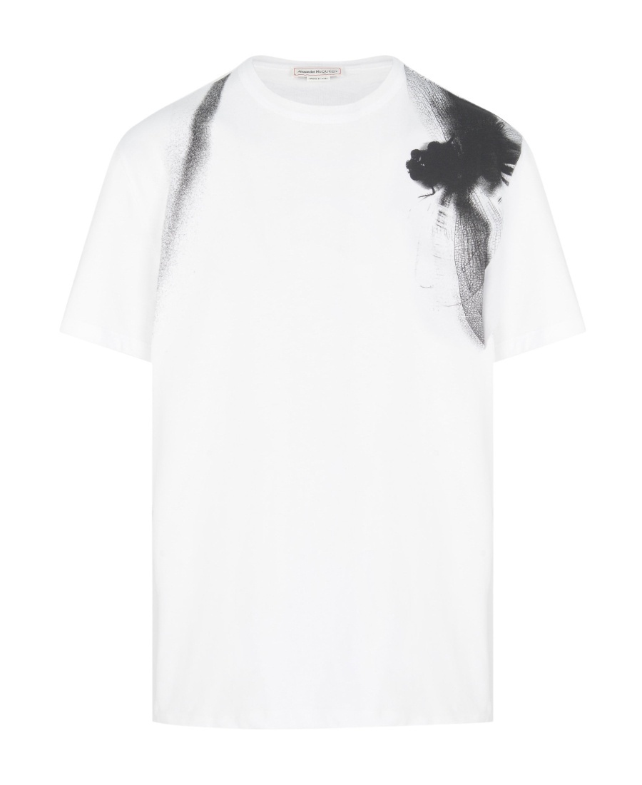 Alexander Mcqueen Dragonfly-print Cotton T-shirt In White