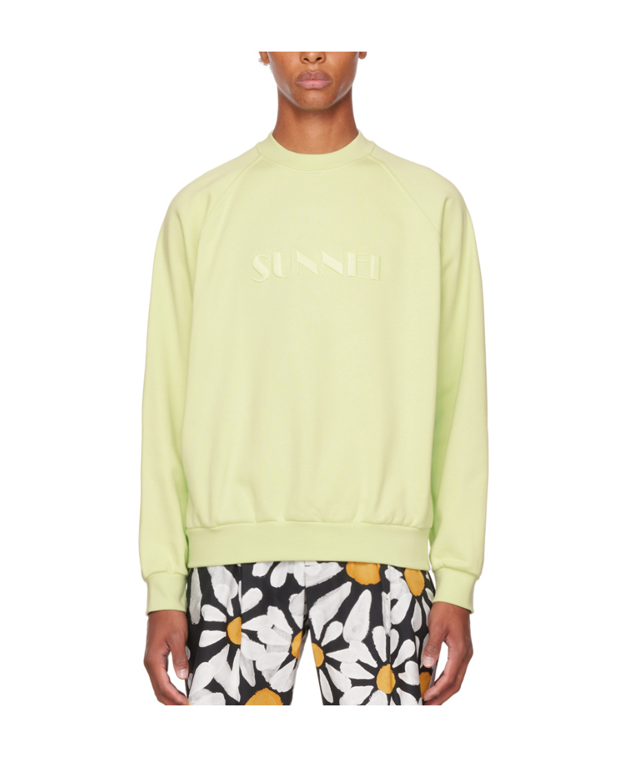 Sunnei Green Embroidered Sweatshirt In Nude