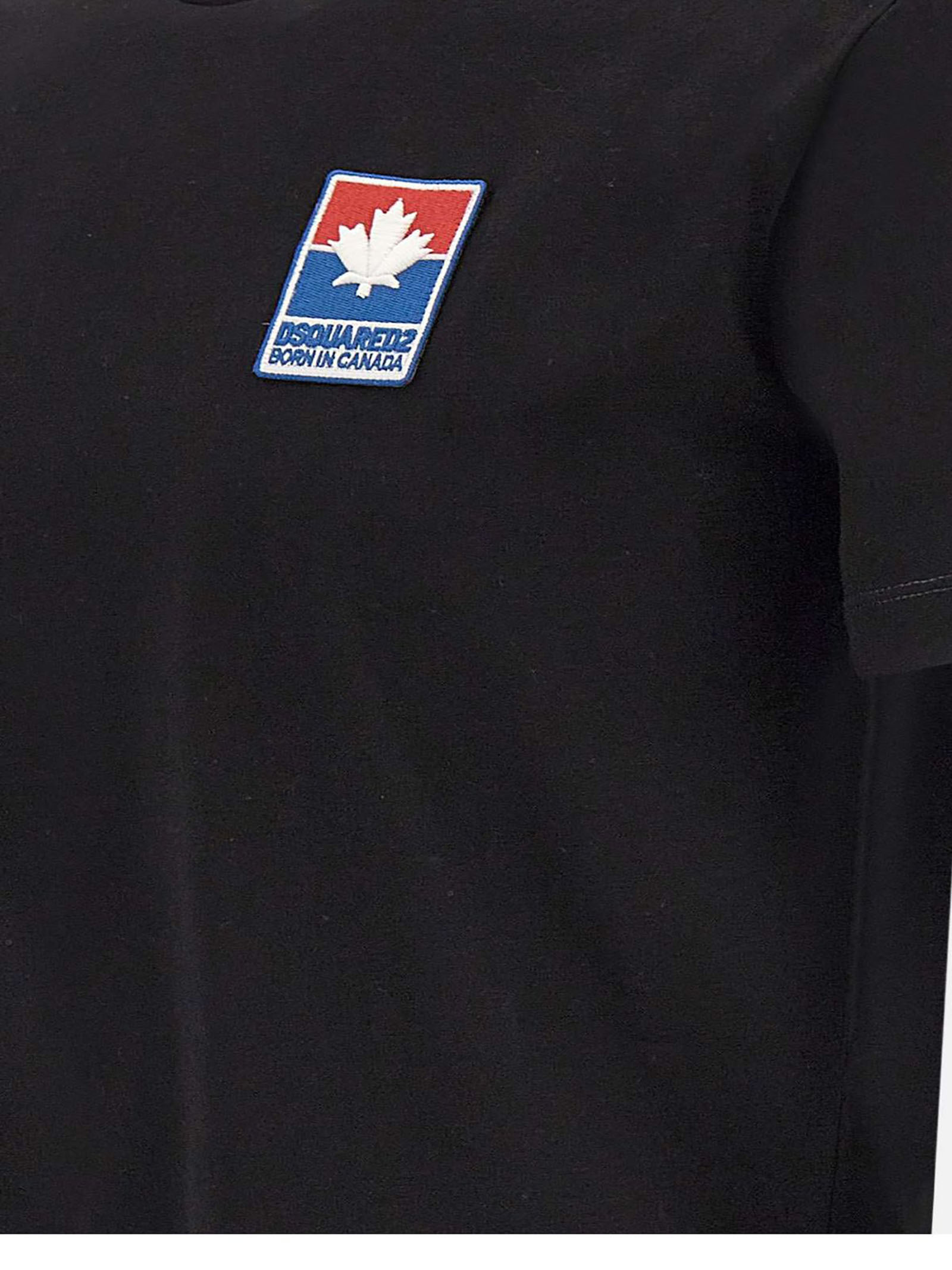 Dsquared2 Black Cotton T-shirt With Logo Patch In Black