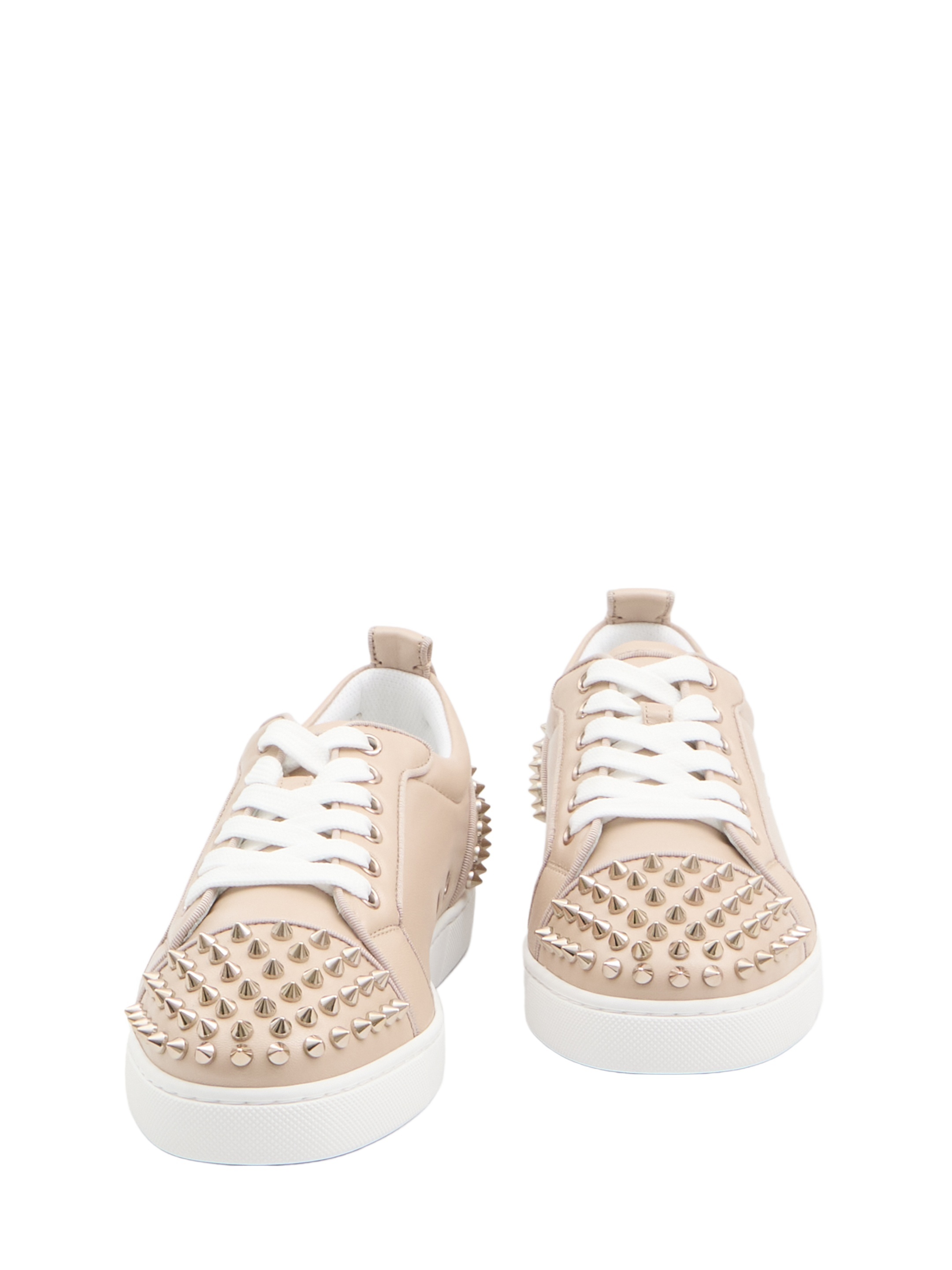 Christian Louboutin Louis Junior Spikes Sneakers In Rose-pink Suede