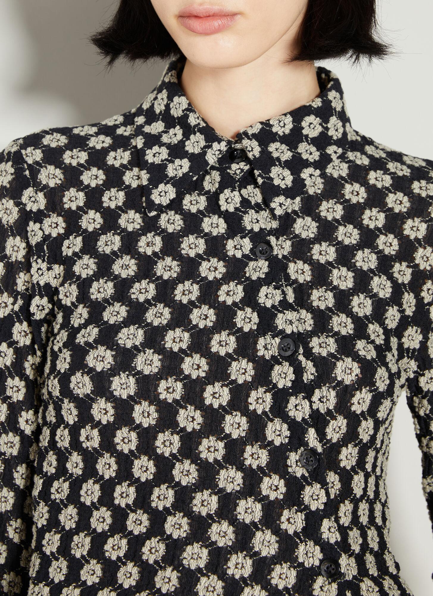 Song For The Mute Lace Twisted Shirt In Black
