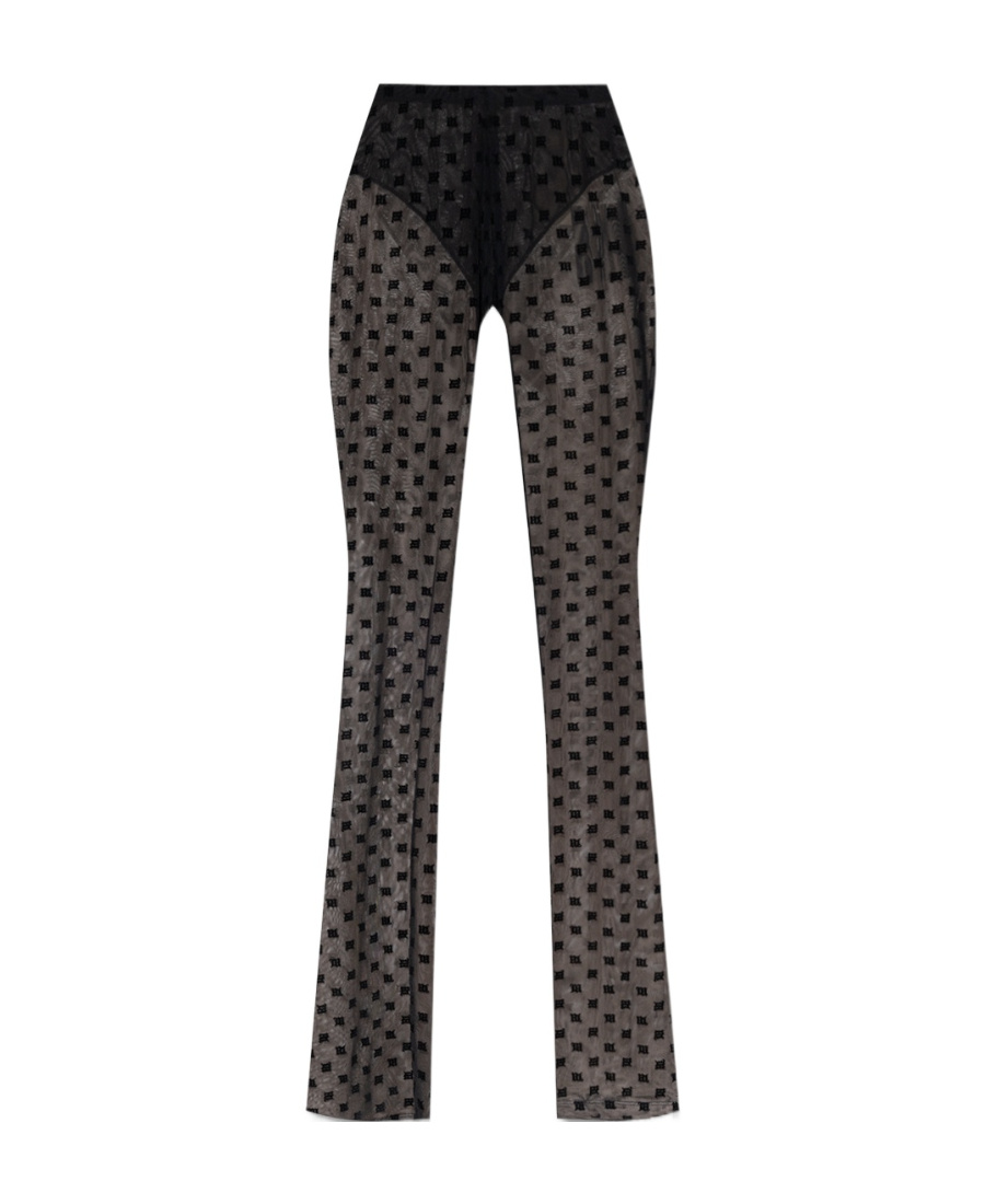Misbhv Flocked Monogram Sheer Trousers In Black