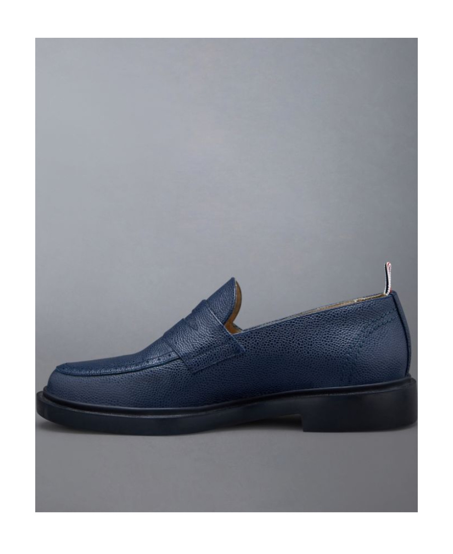 Thom Browne Classic Penny Leather Loafers In Blue