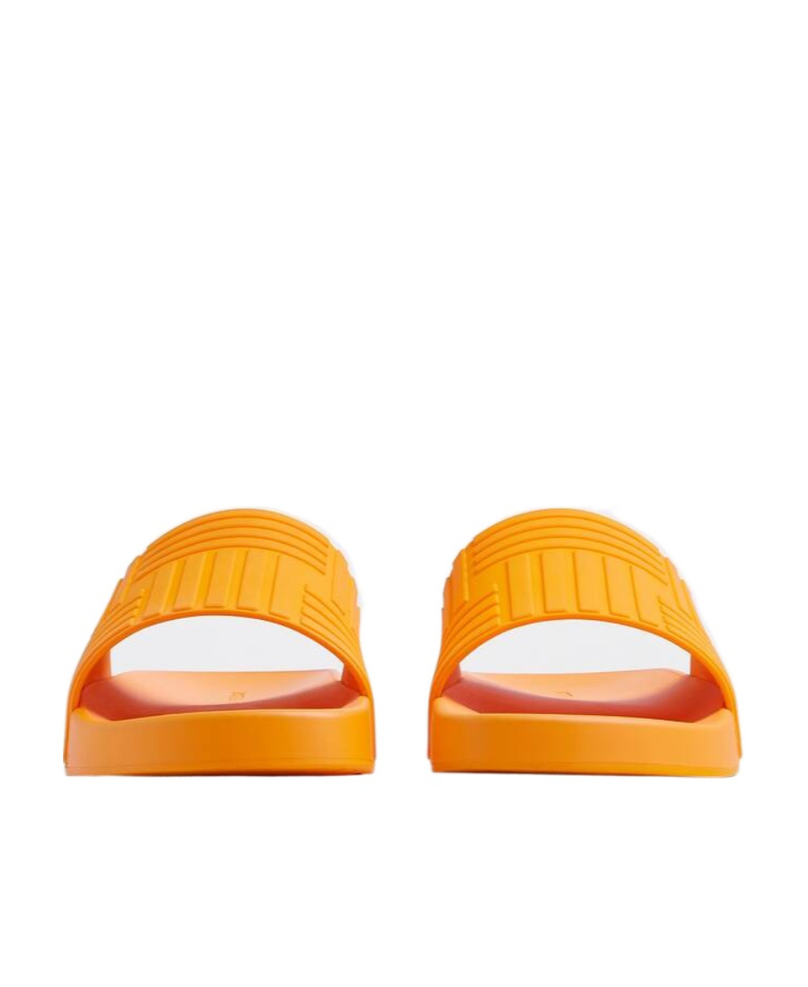 BOTTEGA VENETA EMBOSSED-LOGO OPEN-TOE SLIDES