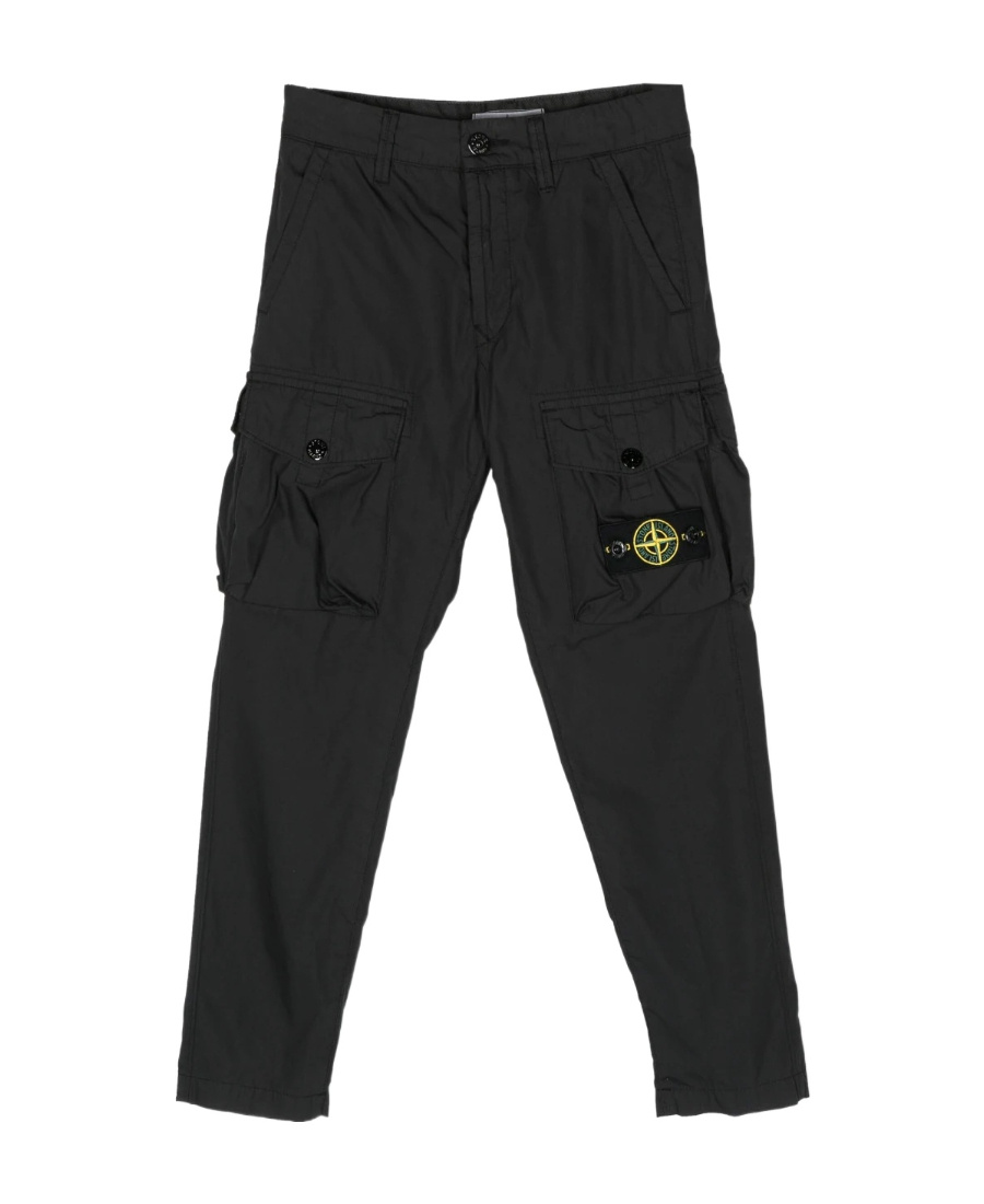 Stone Island Compass-patch Cargo Pants In Black