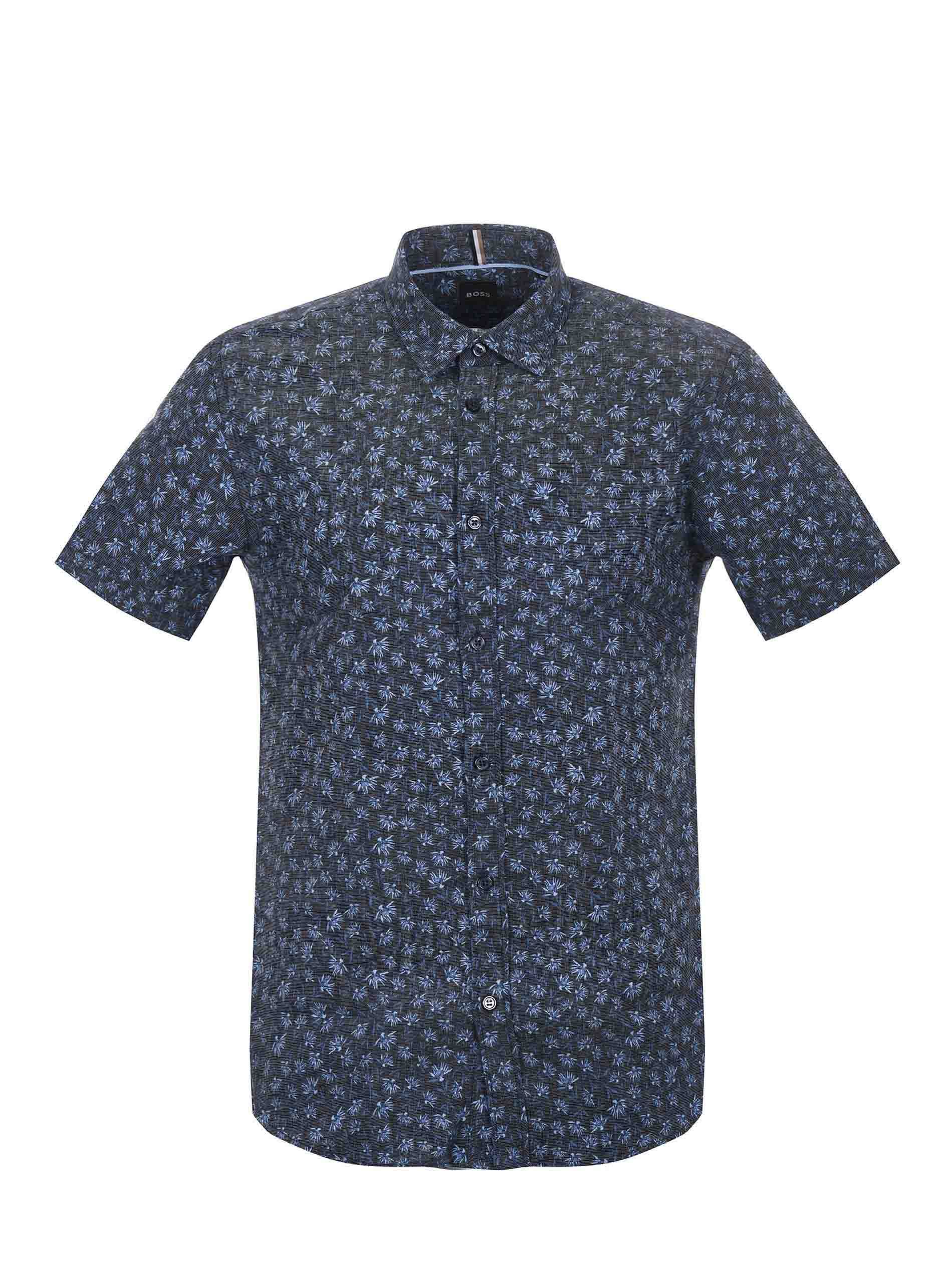 Hugo Boss Graphic-print Shirt In Blue