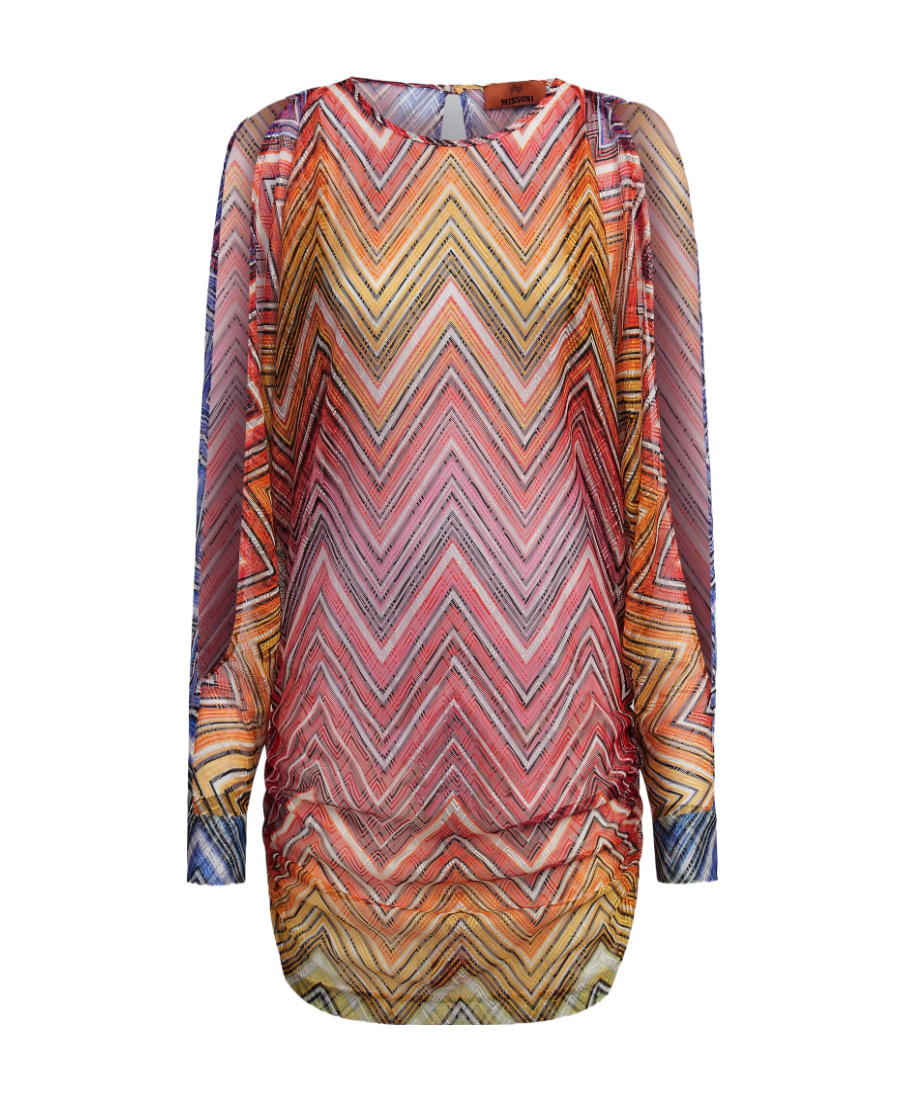 Missoni Zigzag-print Cut-out Minidress In Nude