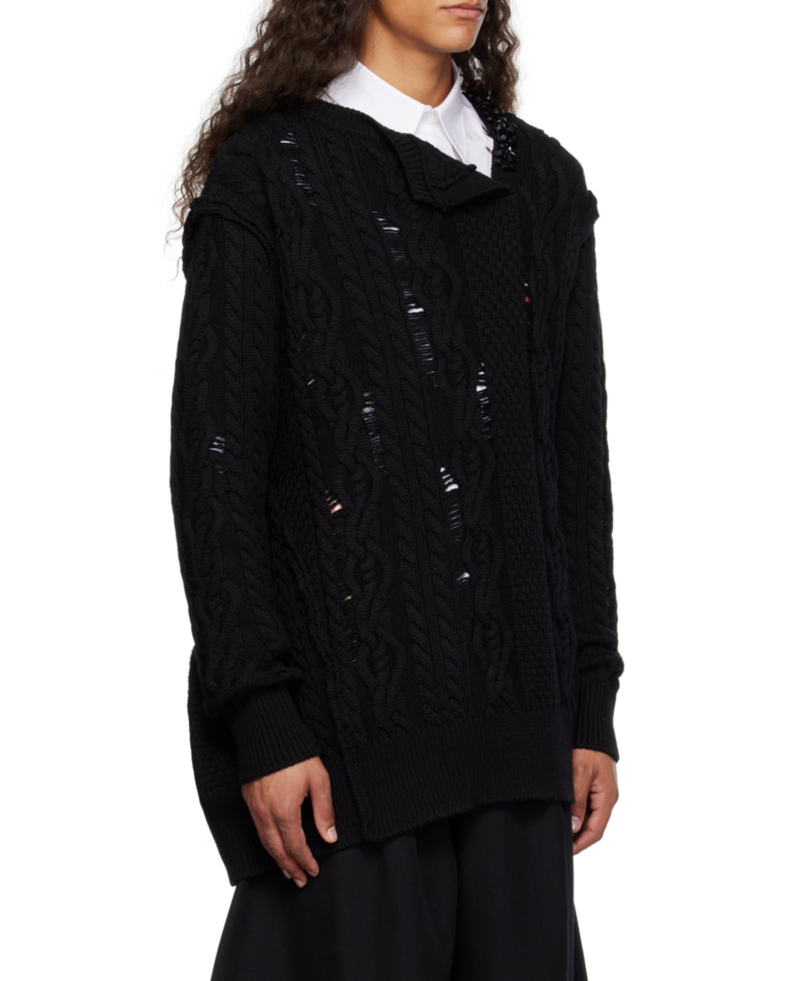 Simone Rocha Bead-embellished Merino Jumper In Black