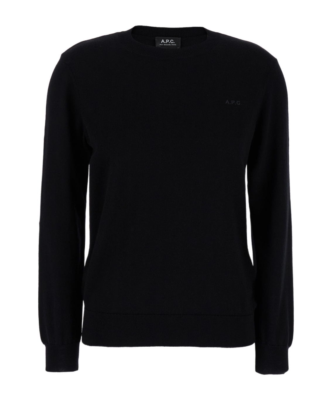 Apc A.p.c. Black Sweater With Tonal Logo Embroidery In Wool Woman In Black