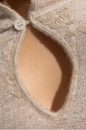 Ganni High-neck Button Sweater In Neutral