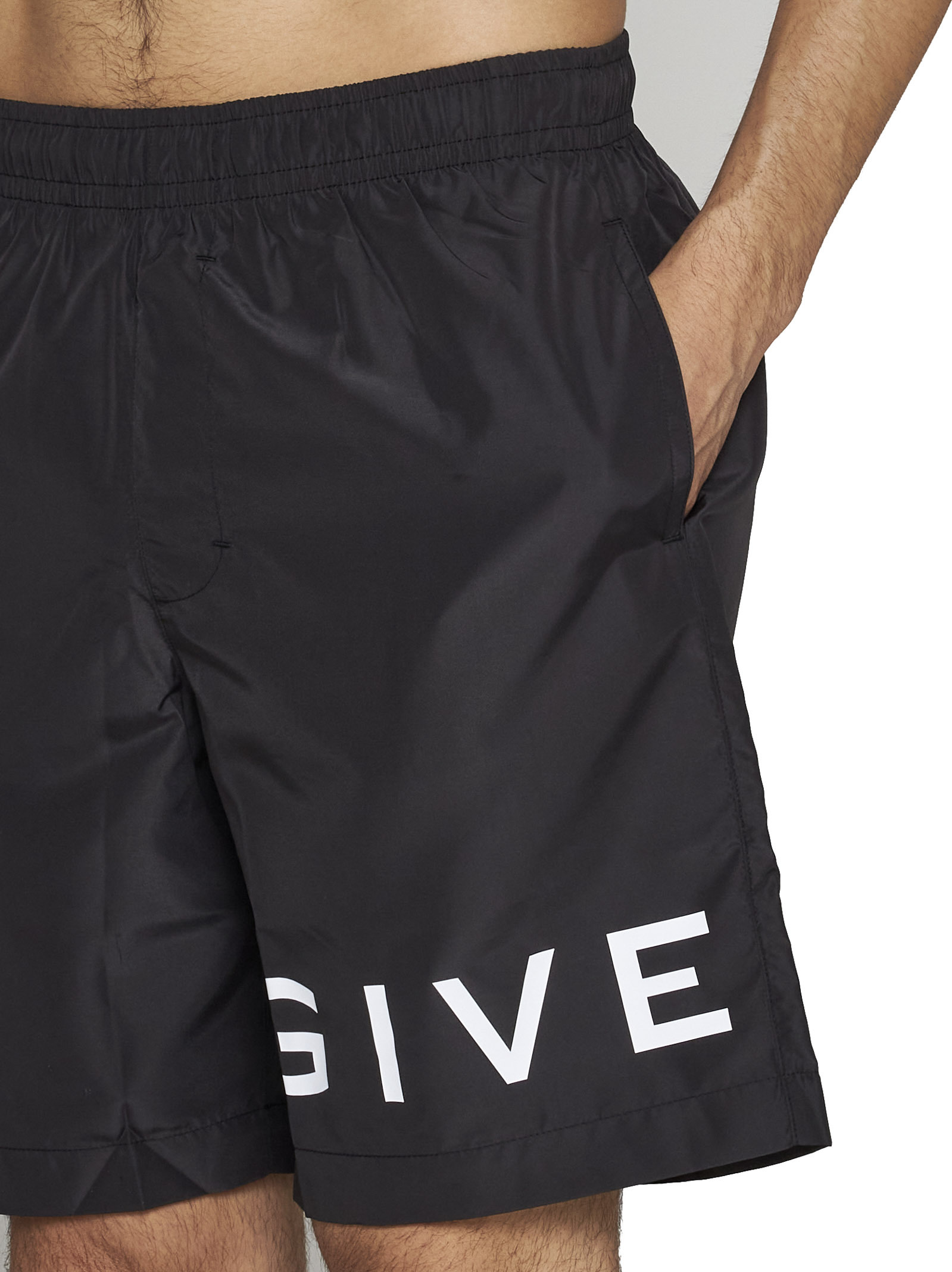 Givenchy Logo-embroidered Swim Shorts In Black