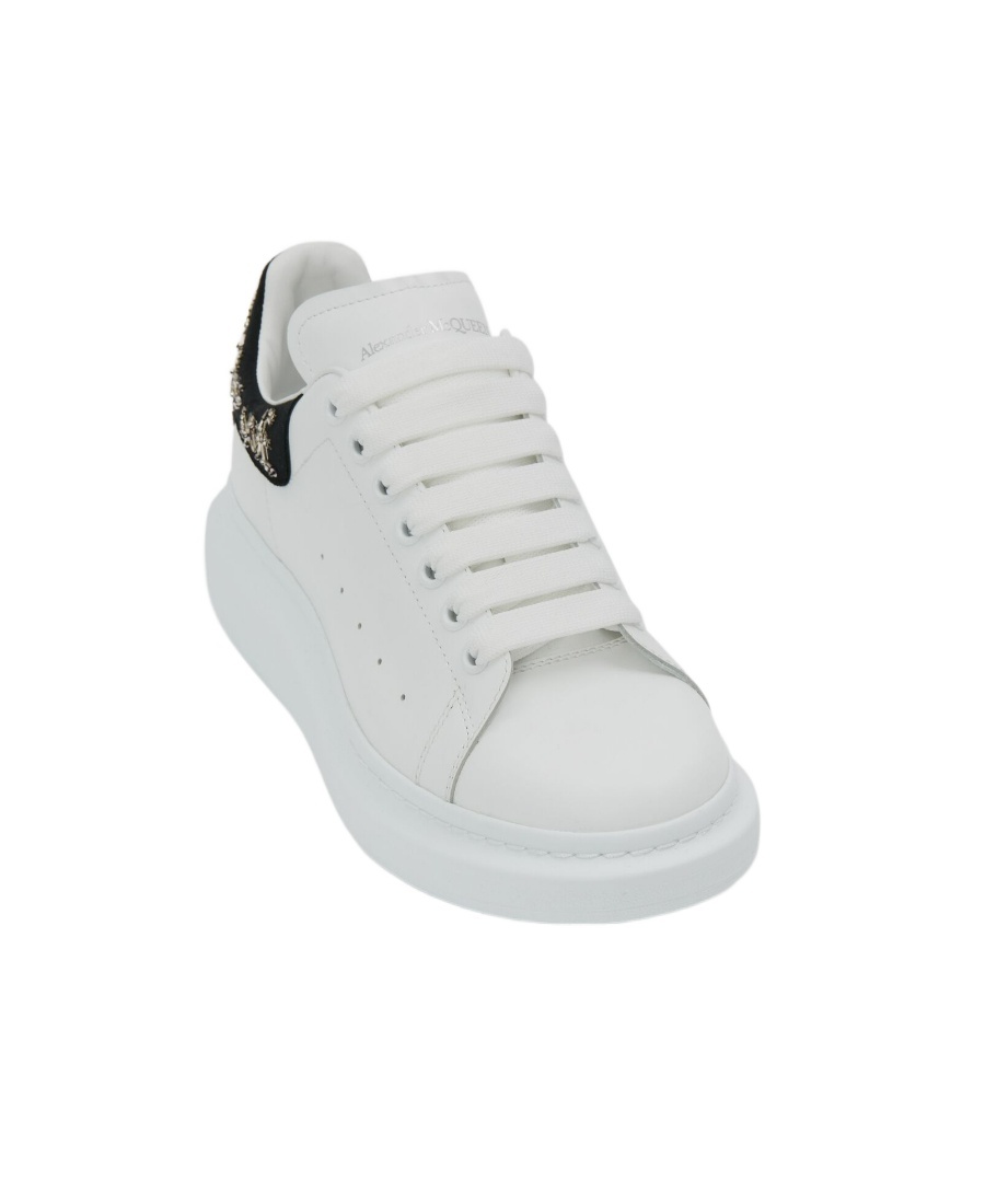 Alexander Mcqueen Sequin-embellished Lace-up Sneakers In White