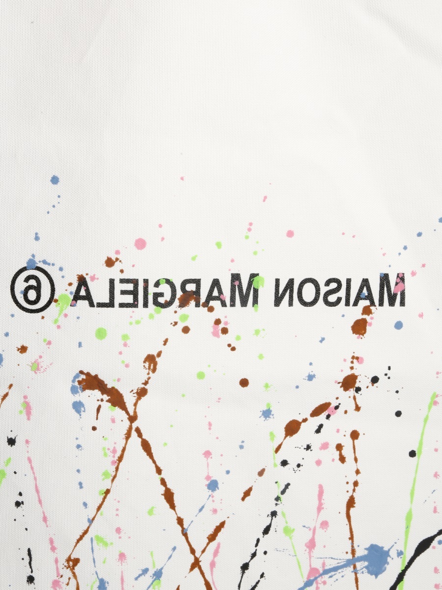 Mm6 Maison Margiela Paint Splatter Detail Tote Bag In White