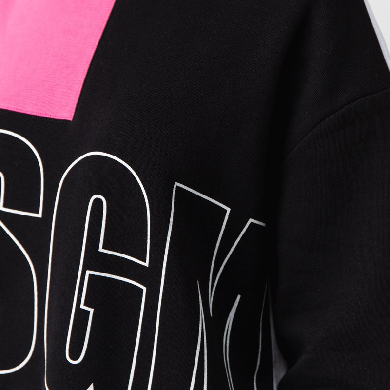 Msgm Spliced Logo Sweater In Black