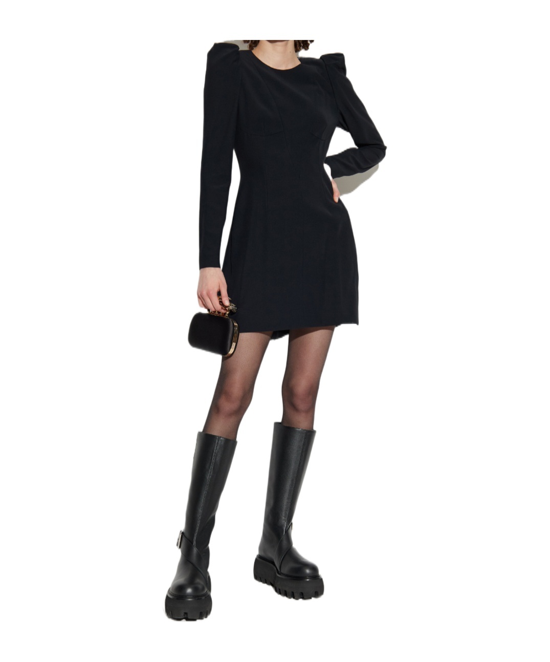 Alexander Mcqueen Long Sleeve Dress In Black