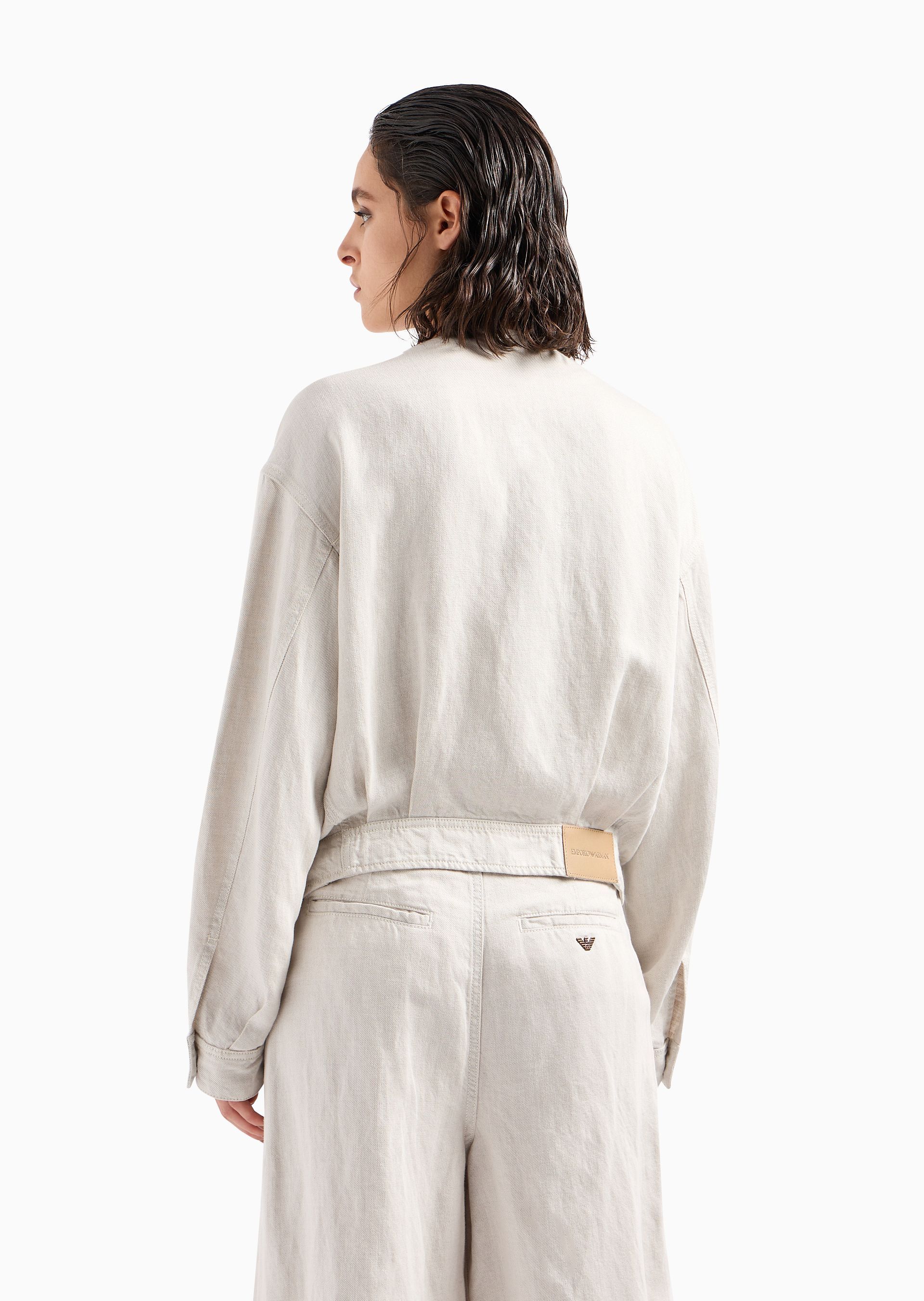 Shop Emporio Armani Single-breasted Collarless Jacket In White