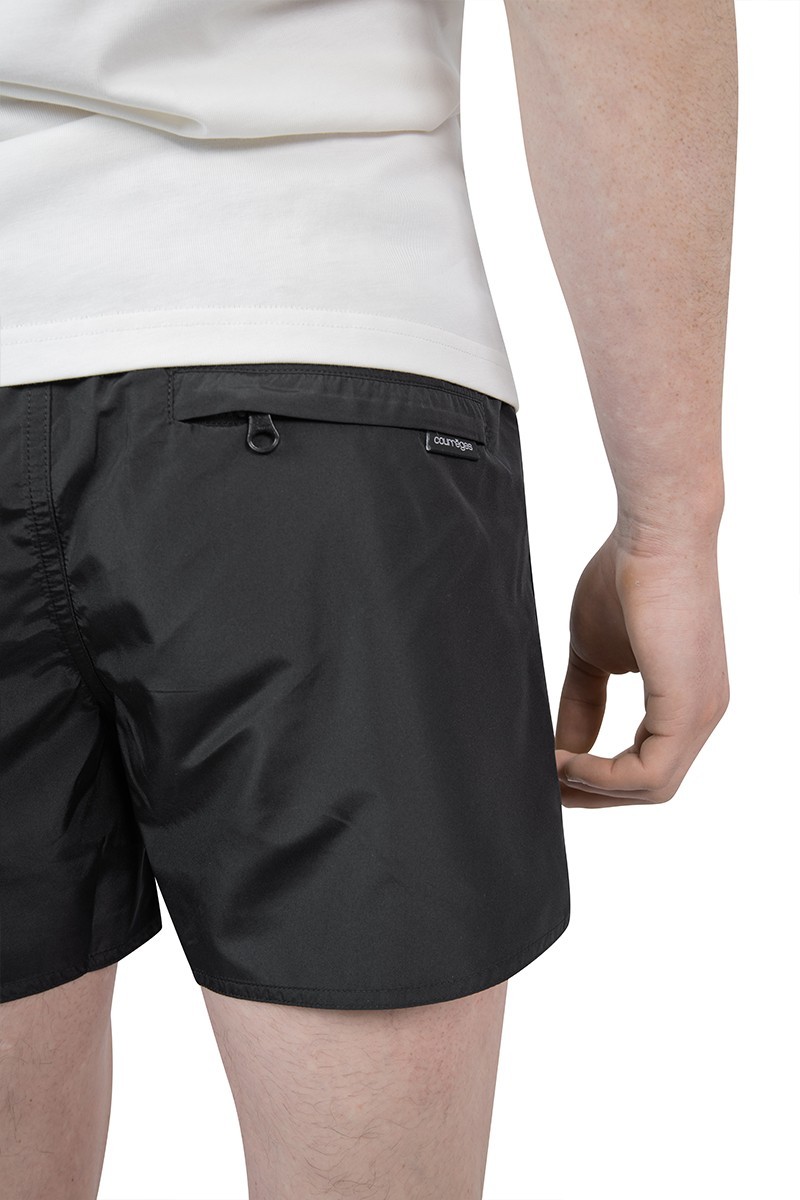 Courrèges Logo-patch Plain Swim Shorts In Black